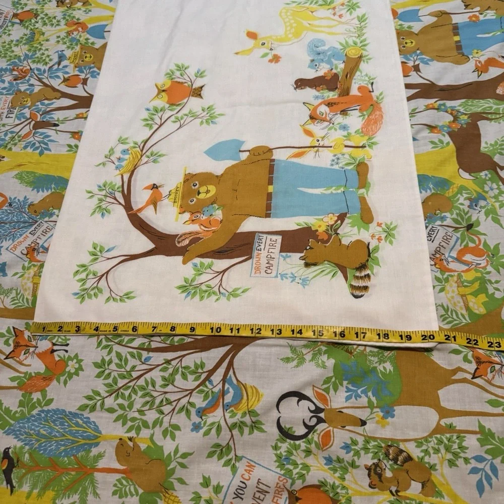 Vintage Fieldcrest Ideal Smokey the Bear Twin Flat Sheet Pillowcase Pillow Case